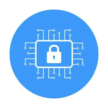 Cyber security technology concept. Shield with keyhole icon on circuit board Stock Illustration