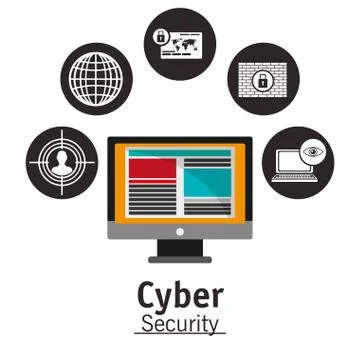 Cyber security technology data computer Stock Illustration