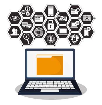 Cyber security technology data folder file Stock Illustration