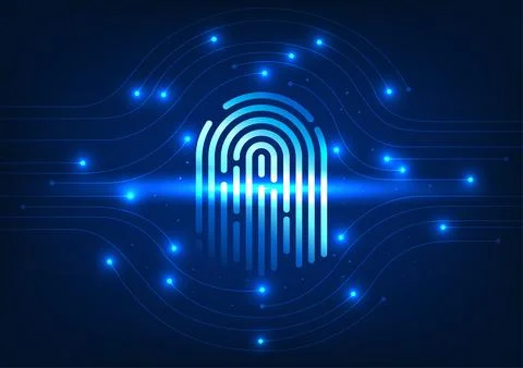 Cyber security technology Fingerprints connected to the circuit Demonstrate.. Stockillustratie