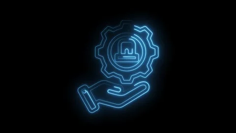 Cyber security technology services hand holding gear security modern digital Stock Footage 330784984