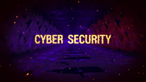 Cyber Security text abstract technology futuristic 3D cinematic title Stock Footage 301415253
