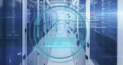 Cyber Security text fading in starting UI forming shield icon and animating Stock Footage 328411300