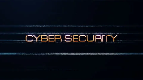 Cyber Security text word gold light animation Video stock 237814185