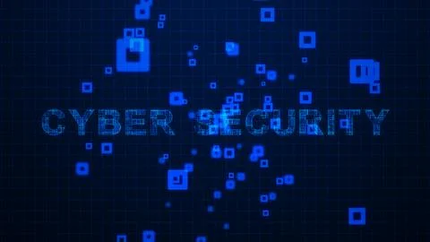 Cyber Security Texts Circuit Lines Animation on Grid Background イラスト素材