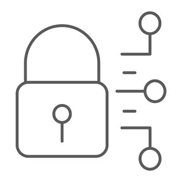 Cyber security thin line icon, protection security 库存插图