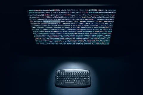 Cyber security threat. Computer screen with programming code. Internet and .. 스톡 사진