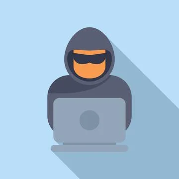 Cyber security threat with hacker using laptop for stealing data Stock Illustration