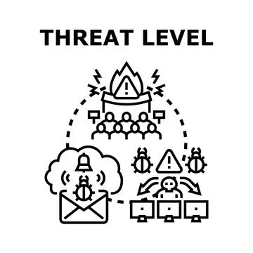 Cyber security threat level warning and data breach concept Stock Illustration
