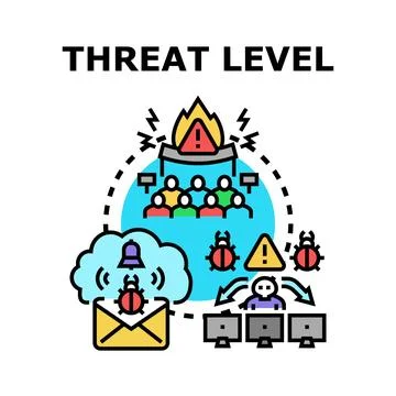 Cyber security threat level warning and data breach concept イラスト素材