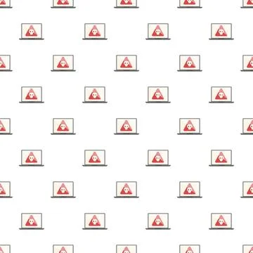 Cyber security threat pattern with skull laptop icon Stock Illustration