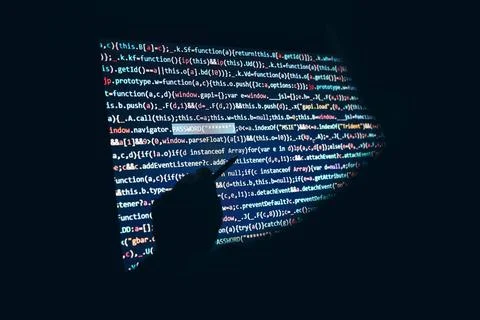 Cyber security threat. Using computer and coding to break code. Internet a... Stock Photos