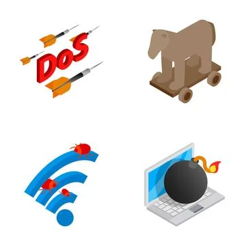 Cyber security threats and digital attack concepts Stockillustratie