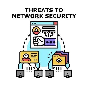 Cyber security threats to network data and identity access Stock Illustration