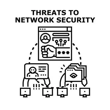 Cyber security threats to network data and identity access Stock Illustration