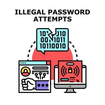 Cyber security unauthorized access password brute force hacking 스톡 일러스트