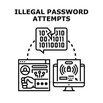 Cyber security unauthorized access password brute force hacking Stock Illustration