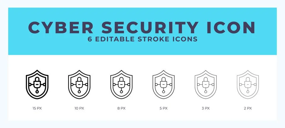 Cyber security vector icon for web and app. Editable stroke vector illustrati Stock Illustration