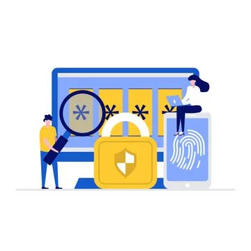 Cyber security vector illustration concept with characters. Data security, pr Stock Illustration