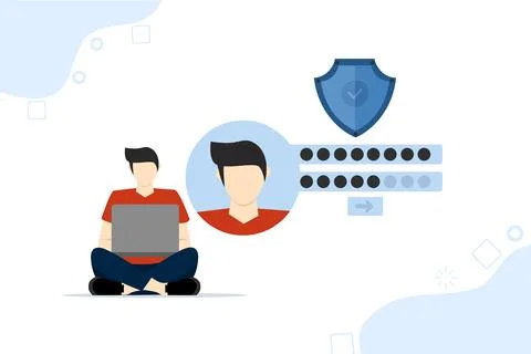 Cyber security vector illustration concept with characters Stock Illustration