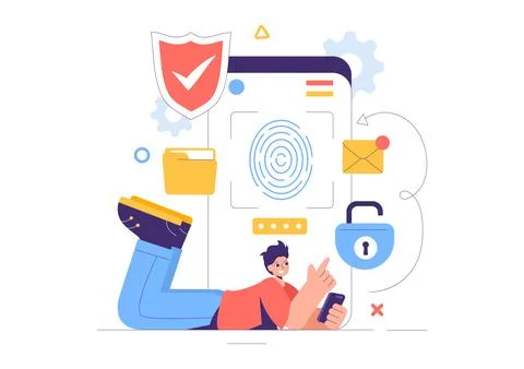 Cyber Security Vector Illustration of Data Protection, Safety Measures, and.. Stock Illustration