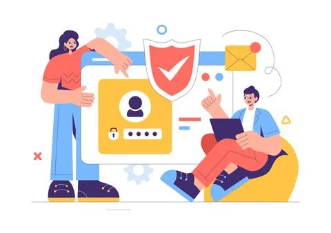 Cyber Security Vector Illustration of Data Protection, Safety Measures, and.. Stock Illustration