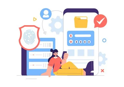 Cyber Security Vector Illustration of Data Protection, Safety Measures, and.. Stock Illustration
