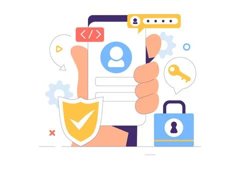 Cyber Security Vector Illustration of Data Protection, Safety Measures, and.. Stock Illustration
