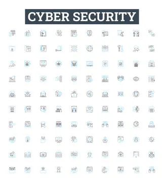 Cyber security vector line icons set. Cybersecurity, Cybercrime, Hacking 스톡 일러스트