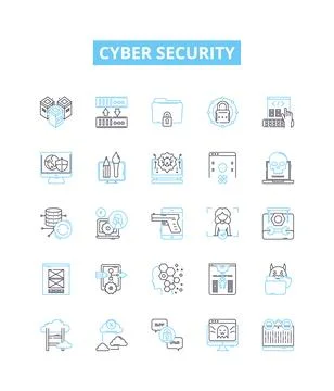 Cyber security vector line icons set. Cybersecurity, Cybercrime, Hacking 스톡 일러스트