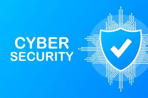 Cyber security vector logo with shield and check mark. Security shield concep Stock-Illustration
