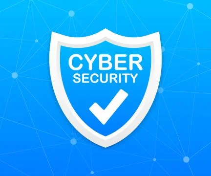 Cyber security vector logo with shield and check mark. Security shield concep Stock Illustration