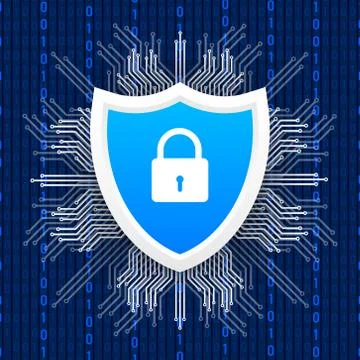 Cyber security vector logo with shield and check mark. Security shield concept 스톡 일러스트