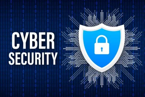 Cyber security vector logo with shield and check mark. Security shield concept Stock Illustration