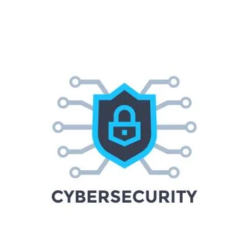 Cyber security vector logo with shield 스톡 일러스트