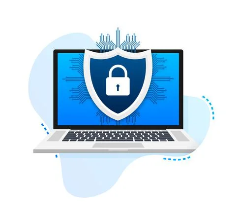 Cyber security vector logo with shield and check mark. Security shield concept Stock Illustration