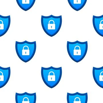 Cyber security vector logo with shield and lock pattern. Security shield concept Stock Illustration