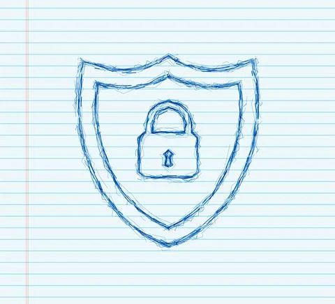 Cyber security vector logo with shield and check mark. Security shield concept Illustrazione stock