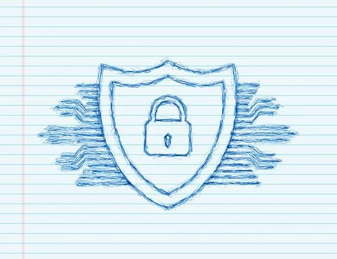 Cyber security vector logo with shield and check mark. Security shield concept Illustrazione stock