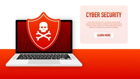Cyber security vector logo with shield and check mark. Vector illustration Stock Illustration