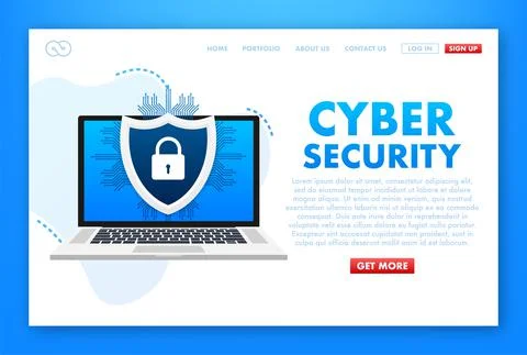 Cyber security vector logo with shield and check mark. Security shield concept Stock Illustration
