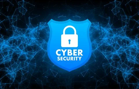 Cyber security vector logo with shield and check mark. Security shield concept Illustrazione stock