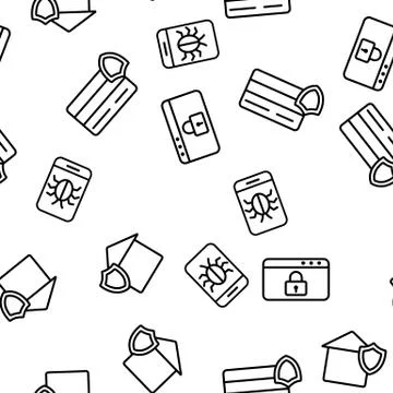 Cyber Security Vector Seamless Pattern Stock Illustration