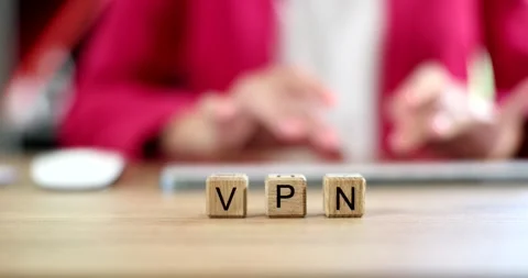 Cyber security VPN technology and hands with computer keyboard Stock Footage 213640998
