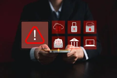 Cyber security warning alert system concept. computer network compromised i.. 写真素材