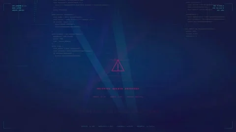 Cyber Security Warning Alert Triangle on Dark Digital Code Background Stock Footage 341069174