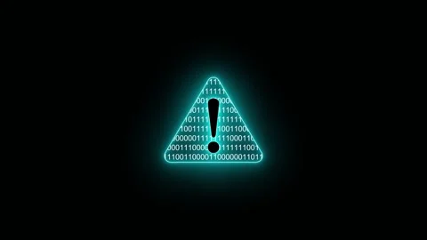 Cyber security warning sign with binary code animation Stock Footage 325211680