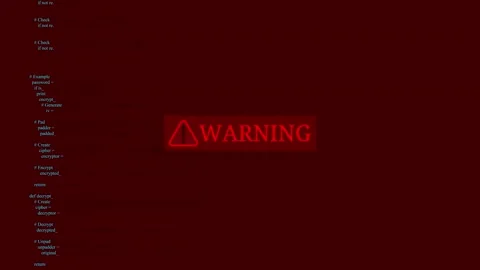 Cyber security warning sign data processing Stock Footage 295587406