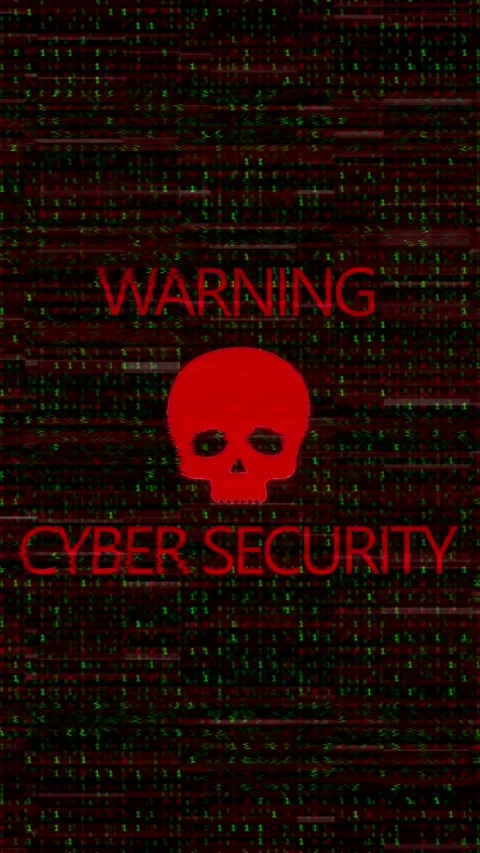 Cyber Security Warning Skull Binary Code Threat Background Stock Footage 341365965