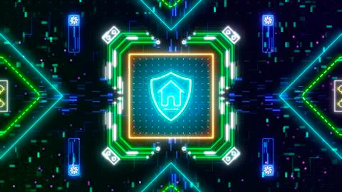 Cyber security, web protection, internet safety symbol on digital background. Stock Illustration